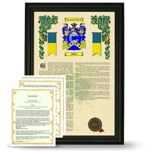 Mihail Framed Armorial History and Symbolism - Black