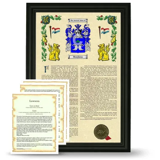 Moeykens Framed Armorial History and Symbolism - Black