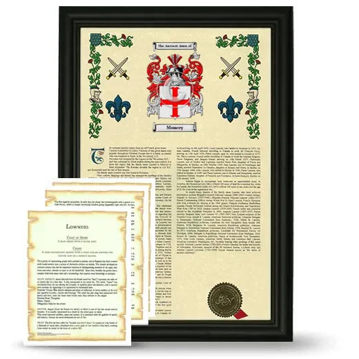 Moncey Framed Armorial History and Symbolism - Black