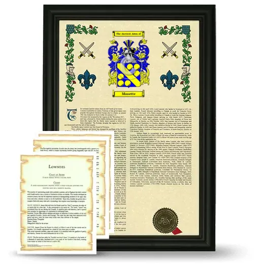 Monette Framed Armorial History and Symbolism - Black