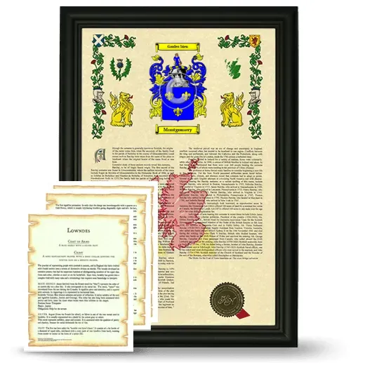 Montgomery Framed Armorial History and Symbolism - Black