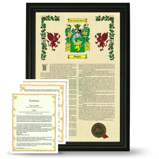 Morgan Framed Armorial History and Symbolism - Black
