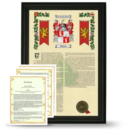 Morten Framed Armorial History and Symbolism - Black
