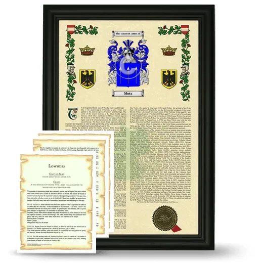 Motz Framed Armorial History and Symbolism - Black