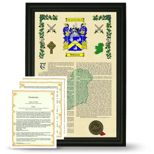 Mulrooney Framed Armorial History and Symbolism - Black