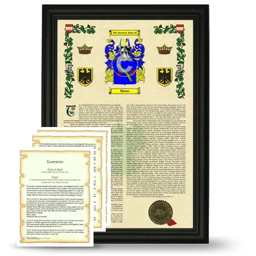 Neese Framed Armorial History and Symbolism - Black