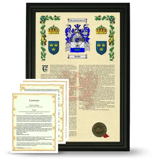 Norlin Framed Armorial History and Symbolism - Black
