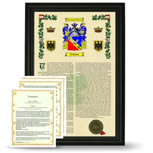 Nusbaum Framed Armorial History and Symbolism - Black