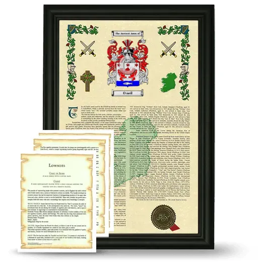 O neil Framed Armorial History and Symbolism - Black