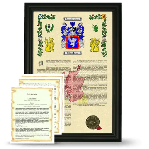 Ochterlonee Framed Armorial History and Symbolism - Black