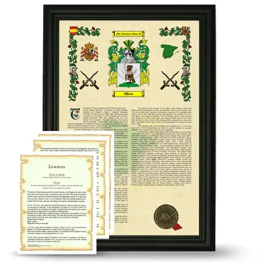 Oliver Framed Armorial History and Symbolism - Black