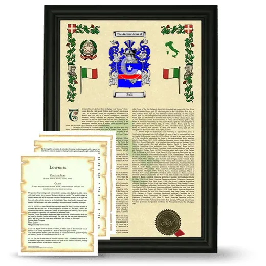 Pali Framed Armorial History and Symbolism - Black