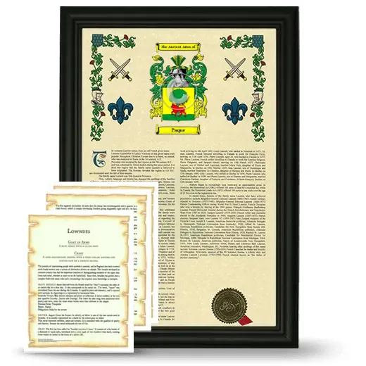 Paque Framed Armorial History and Symbolism - Black