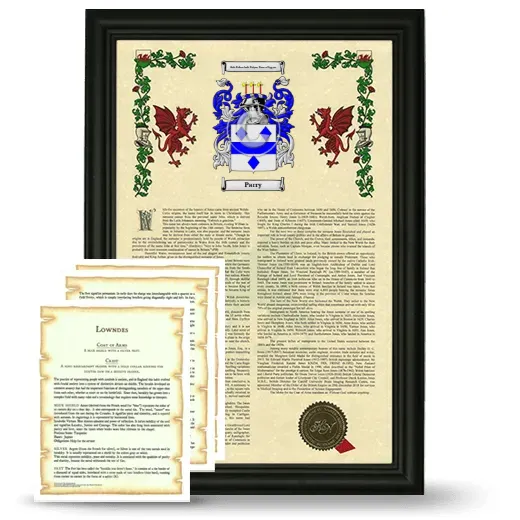 Parry Framed Armorial History and Symbolism - Black