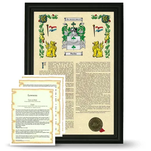 Pauley Framed Armorial History and Symbolism - Black