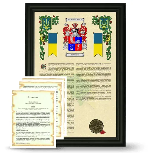 Pawloski Framed Armorial History and Symbolism - Black