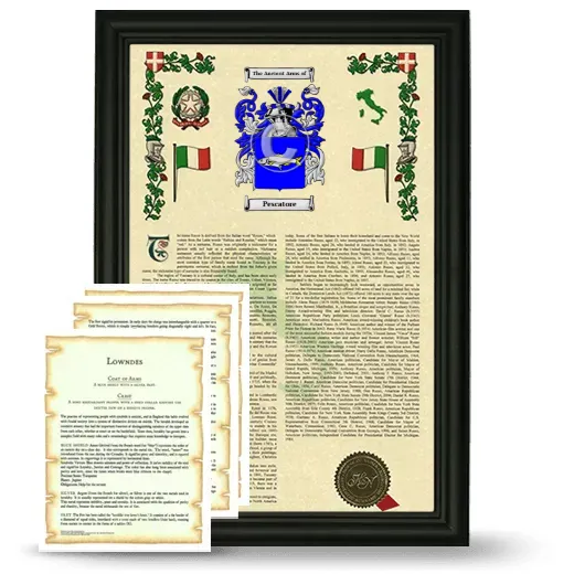 Pescatore Framed Armorial History and Symbolism - Black