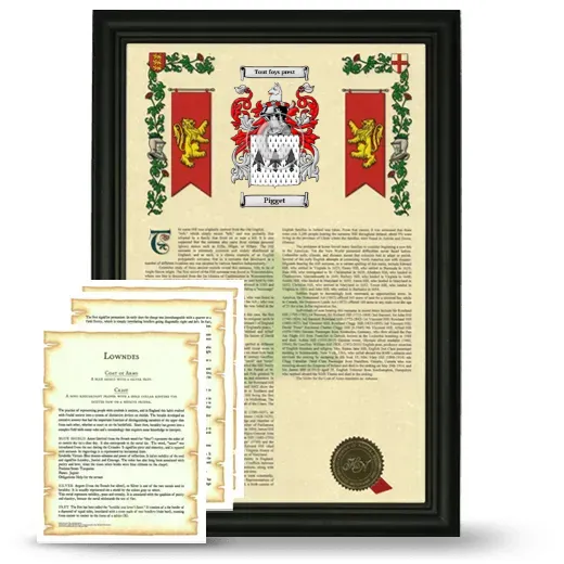 Pigget Framed Armorial History and Symbolism - Black