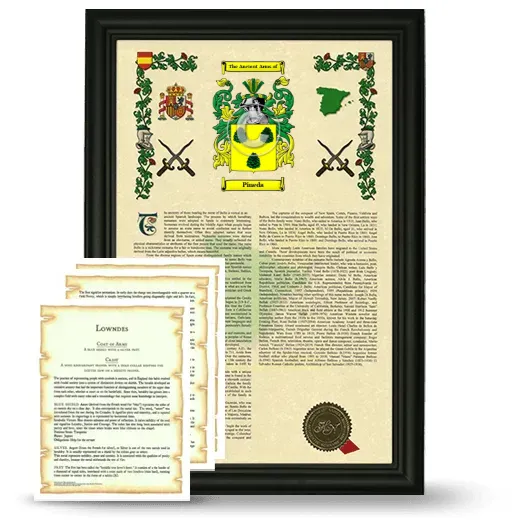 Pineda Framed Armorial History and Symbolism - Black