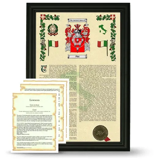 Pini Framed Armorial History and Symbolism - Black