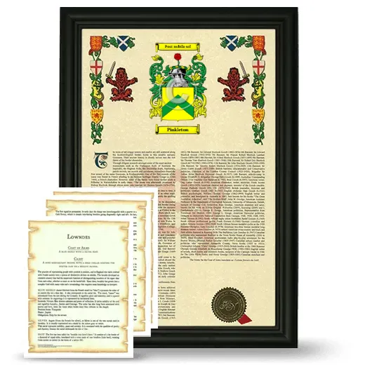 Pinkleton Framed Armorial History and Symbolism - Black