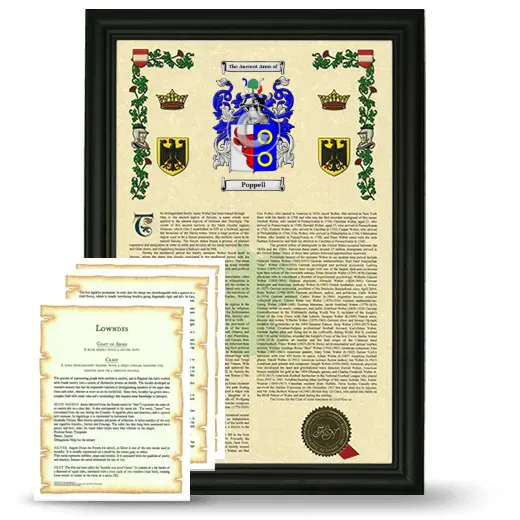 Poppell Framed Armorial History and Symbolism - Black