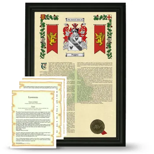 Poppey Framed Armorial History and Symbolism - Black