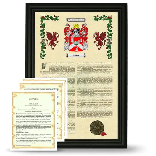 Pribble Framed Armorial History and Symbolism - Black