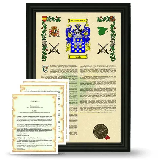 Puerta Framed Armorial History and Symbolism - Black