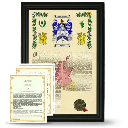 Quail Framed Armorial History and Symbolism - Black
