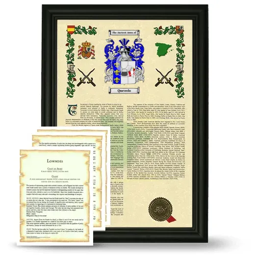 Quevedo Framed Armorial History and Symbolism - Black