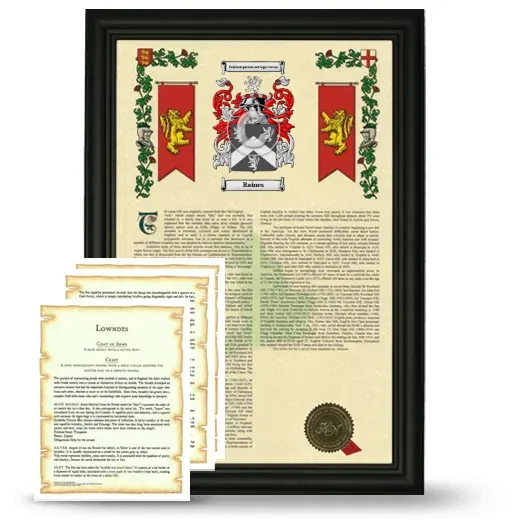 Raines Framed Armorial History and Symbolism - Black