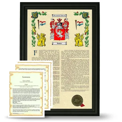 Ramm Framed Armorial History and Symbolism - Black