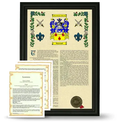 Raymond Framed Armorial History and Symbolism - Black