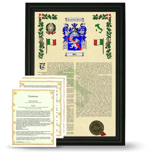 Rita Framed Armorial History and Symbolism - Black