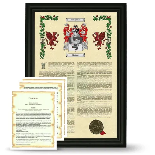 Robert Framed Armorial History and Symbolism - Black
