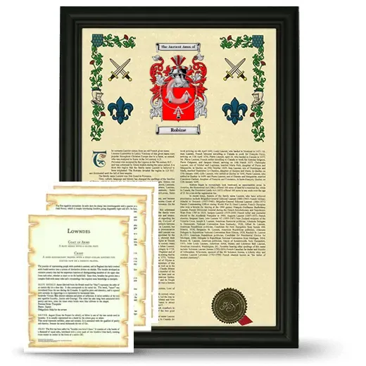 Robine Framed Armorial History and Symbolism - Black