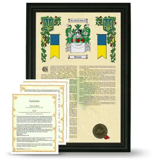 Roman Framed Armorial History and Symbolism - Black