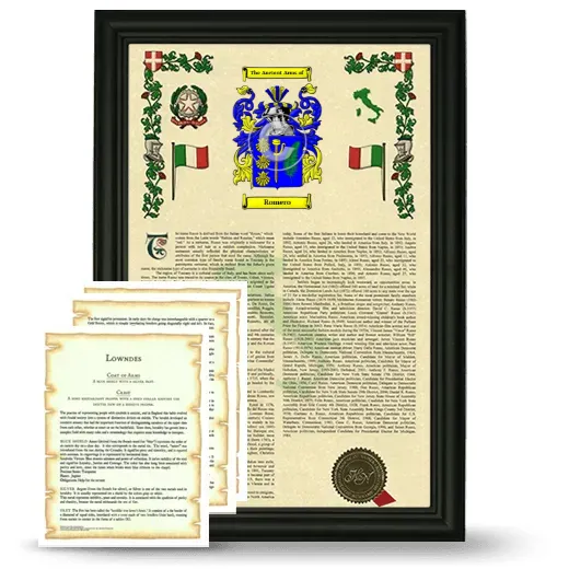 Romero Framed Armorial History and Symbolism - Black