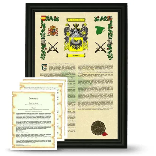Rosana Framed Armorial History and Symbolism - Black