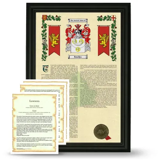 Roselyn Framed Armorial History and Symbolism - Black
