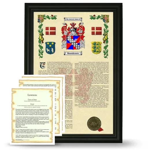 Rosenkrantz Framed Armorial History and Symbolism - Black