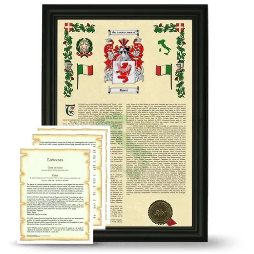 Rossi Framed Armorial History and Symbolism - Black
