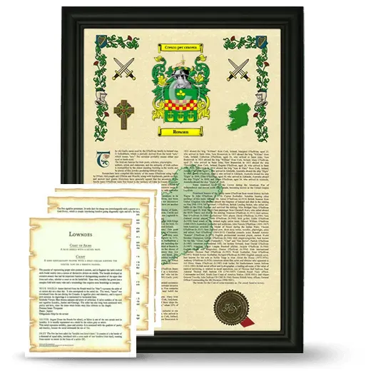 Rowan Framed Armorial History and Symbolism - Black