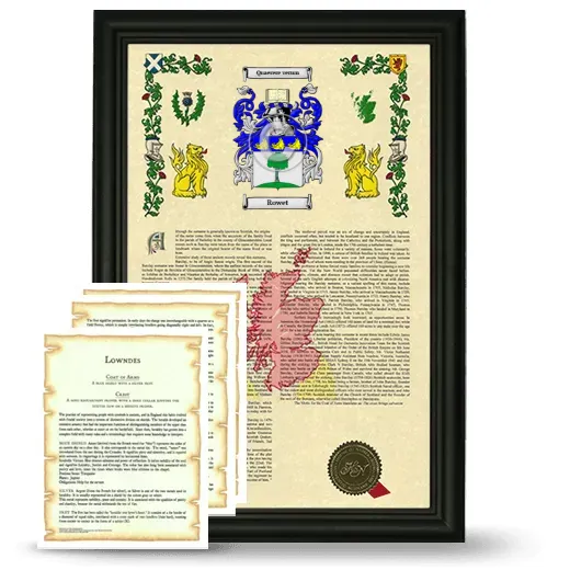Rowet Framed Armorial History and Symbolism - Black