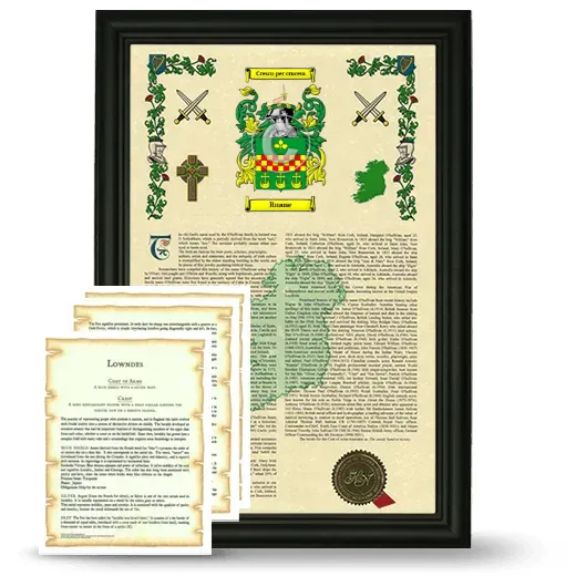 Ruane Framed Armorial History and Symbolism - Black