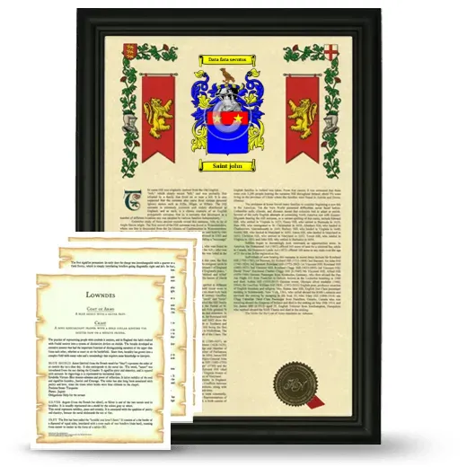 Saint john Framed Armorial History and Symbolism - Black