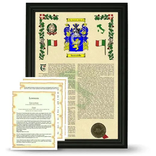 Santoriello Framed Armorial History and Symbolism - Black