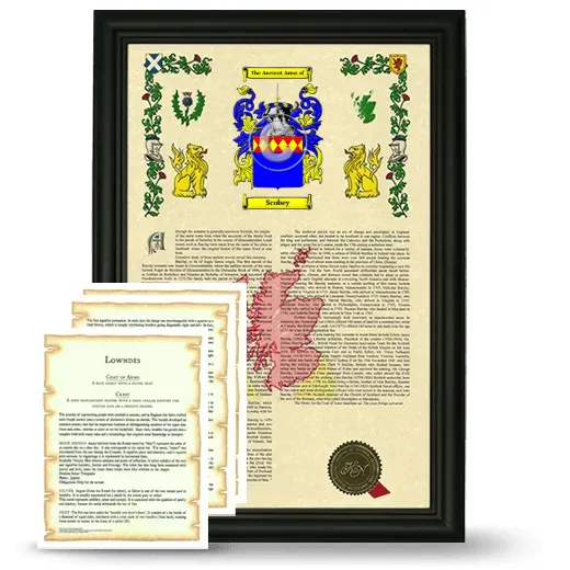 Scobey Framed Armorial History and Symbolism - Black