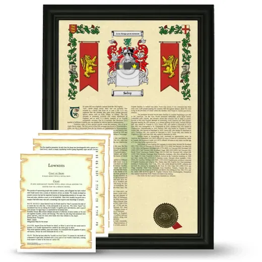 Selvy Framed Armorial History and Symbolism - Black